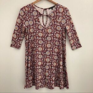 Three Pink Hearts Burgundy Dress M